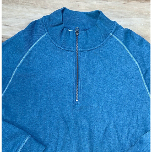 LL Bean Sweater Mens XL Blue 1/4 Zip Traditional Fit Pullover Long Sleeve - Picture 2 of 6